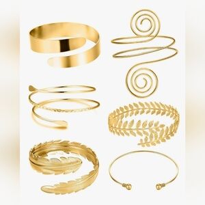 Arm BRACELETS. GOLD TONE. SET OF SIX